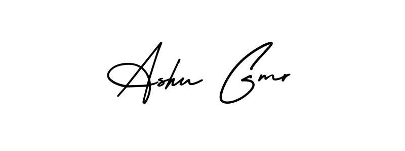 You should practise on your own different ways (AmerikaSignatureDemo-Regular) to write your name (Ashu Gmr) in signature. don't let someone else do it for you. Ashu Gmr signature style 3 images and pictures png