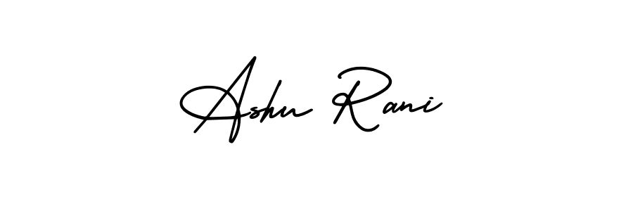 The best way (AmerikaSignatureDemo-Regular) to make a short signature is to pick only two or three words in your name. The name Ashu Rani include a total of six letters. For converting this name. Ashu Rani signature style 3 images and pictures png