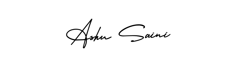 This is the best signature style for the Ashu Saini name. Also you like these signature font (AmerikaSignatureDemo-Regular). Mix name signature. Ashu Saini signature style 3 images and pictures png