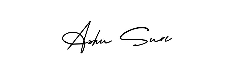 How to make Ashu Suri name signature. Use AmerikaSignatureDemo-Regular style for creating short signs online. This is the latest handwritten sign. Ashu Suri signature style 3 images and pictures png
