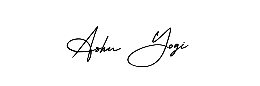 The best way (AmerikaSignatureDemo-Regular) to make a short signature is to pick only two or three words in your name. The name Ashu Yogi include a total of six letters. For converting this name. Ashu Yogi signature style 3 images and pictures png