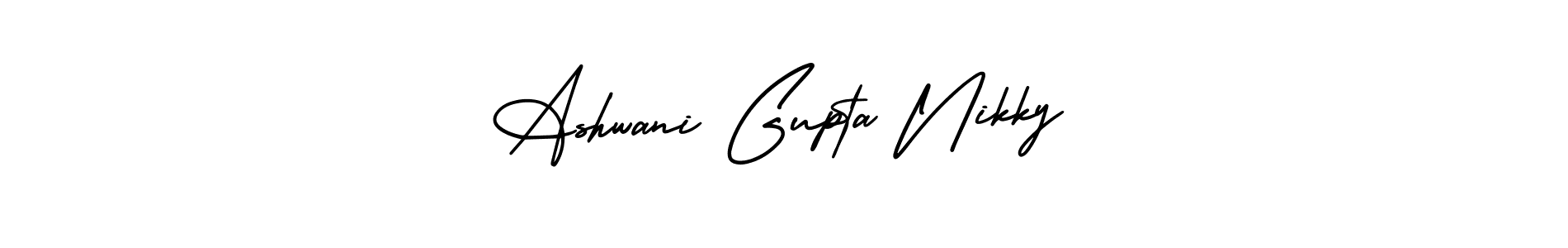 The best way (AmerikaSignatureDemo-Regular) to make a short signature is to pick only two or three words in your name. The name Ashwani Gupta Nikky include a total of six letters. For converting this name. Ashwani Gupta Nikky signature style 3 images and pictures png