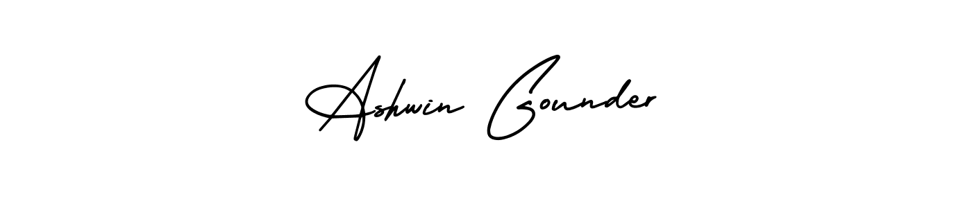 The best way (AmerikaSignatureDemo-Regular) to make a short signature is to pick only two or three words in your name. The name Ashwin Gounder include a total of six letters. For converting this name. Ashwin Gounder signature style 3 images and pictures png