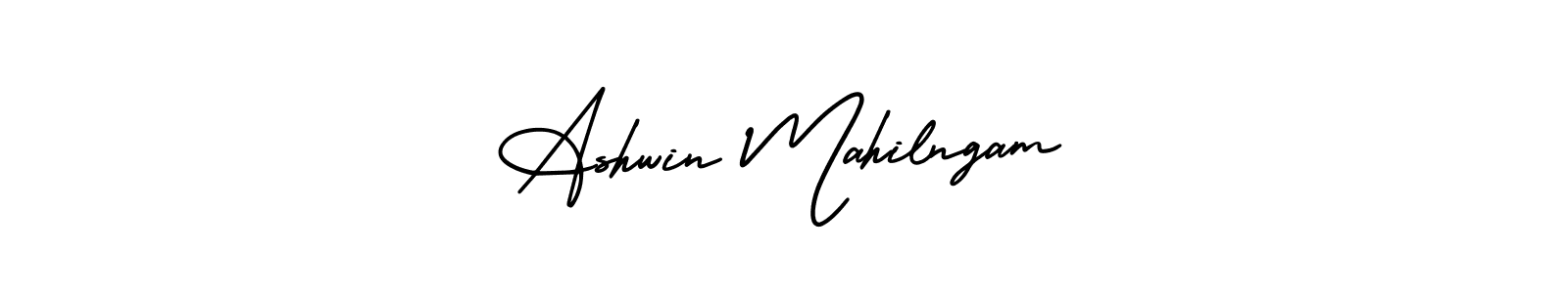 You should practise on your own different ways (AmerikaSignatureDemo-Regular) to write your name (Ashwin Mahilngam) in signature. don't let someone else do it for you. Ashwin Mahilngam signature style 3 images and pictures png