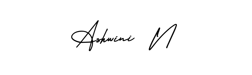 The best way (AmerikaSignatureDemo-Regular) to make a short signature is to pick only two or three words in your name. The name Ashwini  N include a total of six letters. For converting this name. Ashwini  N signature style 3 images and pictures png