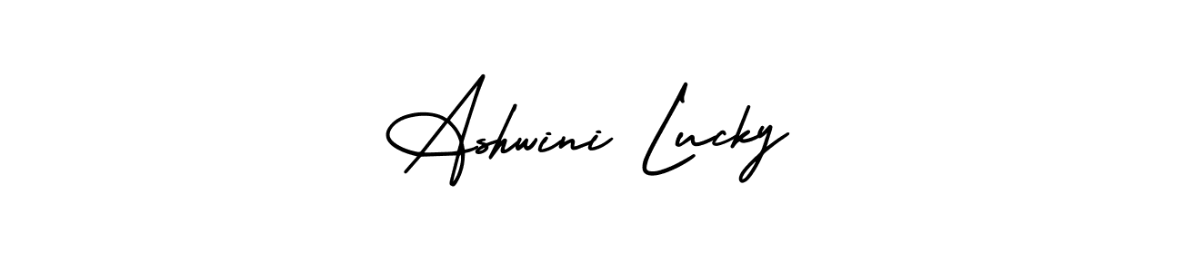 AmerikaSignatureDemo-Regular is a professional signature style that is perfect for those who want to add a touch of class to their signature. It is also a great choice for those who want to make their signature more unique. Get Ashwini Lucky name to fancy signature for free. Ashwini Lucky signature style 3 images and pictures png