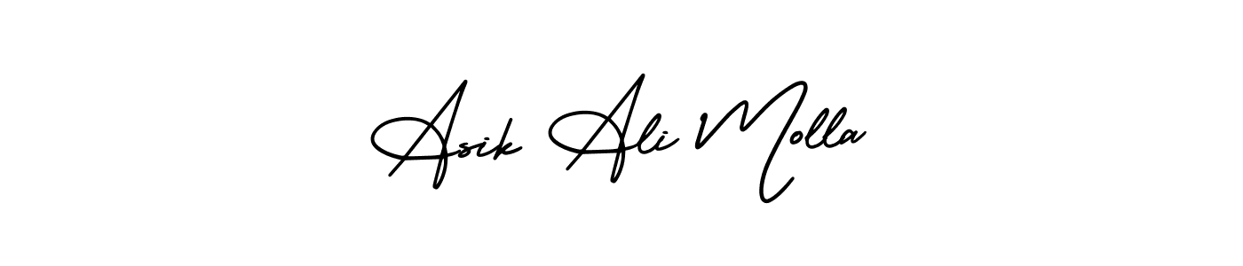 You should practise on your own different ways (AmerikaSignatureDemo-Regular) to write your name (Asik Ali Molla) in signature. don't let someone else do it for you. Asik Ali Molla signature style 3 images and pictures png
