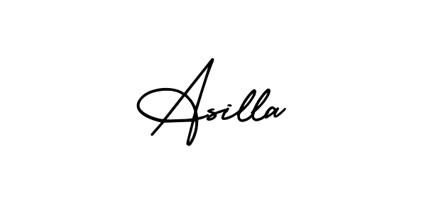 How to make Asilla name signature. Use AmerikaSignatureDemo-Regular style for creating short signs online. This is the latest handwritten sign. Asilla signature style 3 images and pictures png