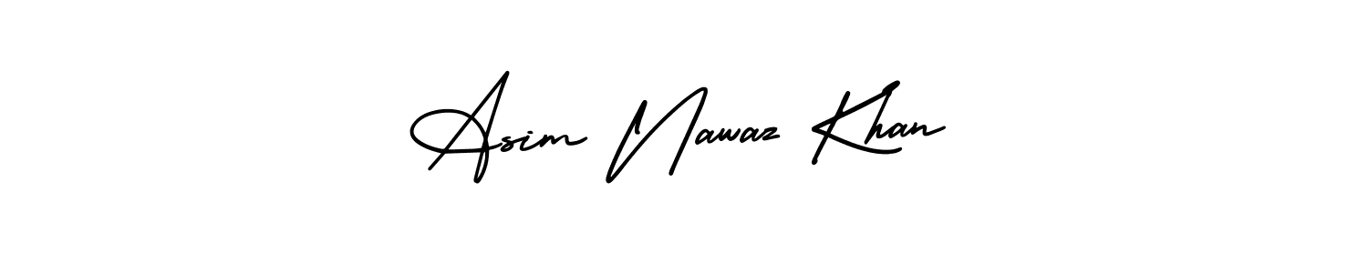 The best way (AmerikaSignatureDemo-Regular) to make a short signature is to pick only two or three words in your name. The name Asim Nawaz Khan include a total of six letters. For converting this name. Asim Nawaz Khan signature style 3 images and pictures png