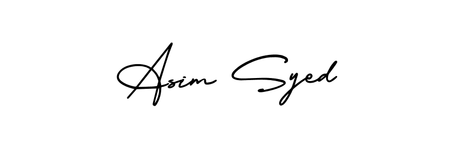 You should practise on your own different ways (AmerikaSignatureDemo-Regular) to write your name (Asim Syed) in signature. don't let someone else do it for you. Asim Syed signature style 3 images and pictures png