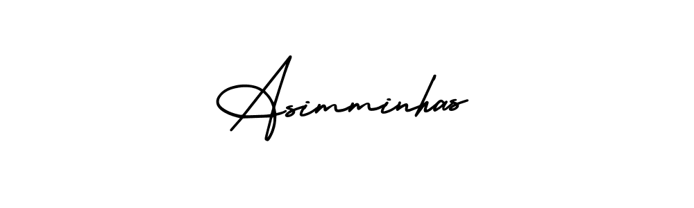 You should practise on your own different ways (AmerikaSignatureDemo-Regular) to write your name (Asimminhas) in signature. don't let someone else do it for you. Asimminhas signature style 3 images and pictures png