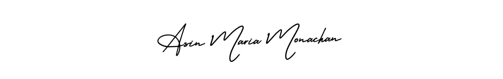 The best way (AmerikaSignatureDemo-Regular) to make a short signature is to pick only two or three words in your name. The name Asin Maria Monachan include a total of six letters. For converting this name. Asin Maria Monachan signature style 3 images and pictures png