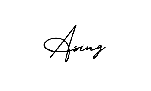 The best way (AmerikaSignatureDemo-Regular) to make a short signature is to pick only two or three words in your name. The name Asing include a total of six letters. For converting this name. Asing signature style 3 images and pictures png