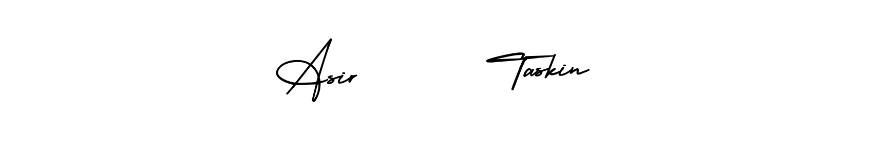 The best way (AmerikaSignatureDemo-Regular) to make a short signature is to pick only two or three words in your name. The name Asir       Taskin include a total of six letters. For converting this name. Asir       Taskin signature style 3 images and pictures png