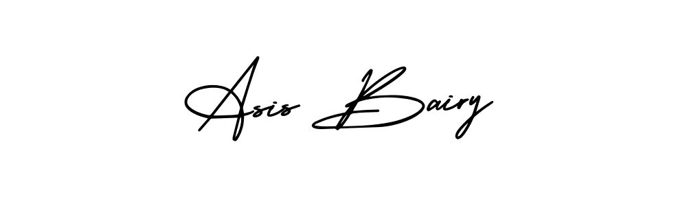 You should practise on your own different ways (AmerikaSignatureDemo-Regular) to write your name (Asis Bairy) in signature. don't let someone else do it for you. Asis Bairy signature style 3 images and pictures png