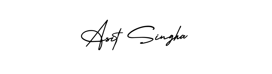 The best way (AmerikaSignatureDemo-Regular) to make a short signature is to pick only two or three words in your name. The name Asit Singha include a total of six letters. For converting this name. Asit Singha signature style 3 images and pictures png
