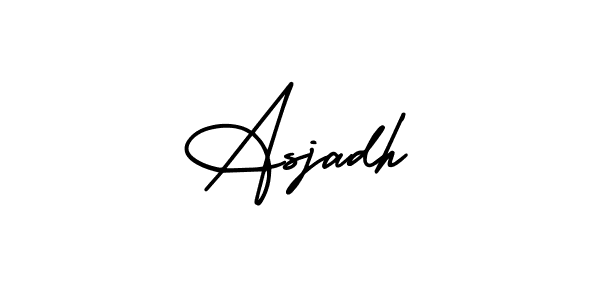 You should practise on your own different ways (AmerikaSignatureDemo-Regular) to write your name (Asjadh) in signature. don't let someone else do it for you. Asjadh signature style 3 images and pictures png