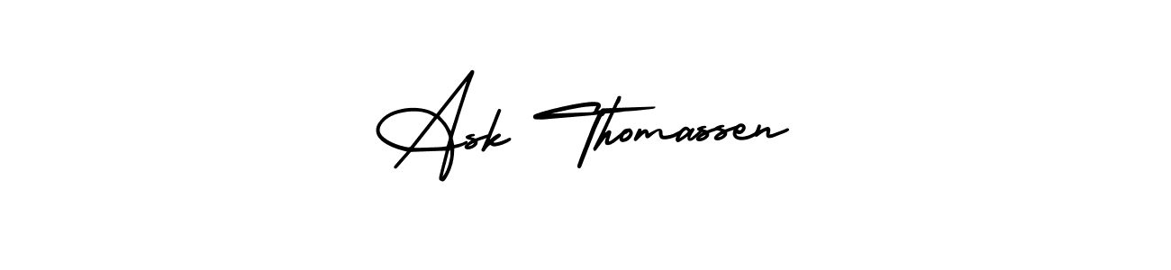 This is the best signature style for the Ask Thomassen name. Also you like these signature font (AmerikaSignatureDemo-Regular). Mix name signature. Ask Thomassen signature style 3 images and pictures png