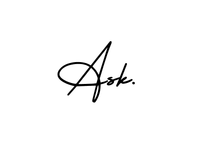 How to make Ask. name signature. Use AmerikaSignatureDemo-Regular style for creating short signs online. This is the latest handwritten sign. Ask. signature style 3 images and pictures png