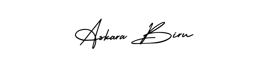 The best way (AmerikaSignatureDemo-Regular) to make a short signature is to pick only two or three words in your name. The name Askara Biru include a total of six letters. For converting this name. Askara Biru signature style 3 images and pictures png