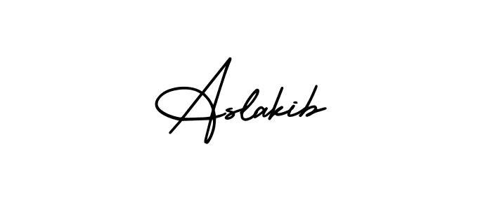 How to make Aslakib name signature. Use AmerikaSignatureDemo-Regular style for creating short signs online. This is the latest handwritten sign. Aslakib signature style 3 images and pictures png