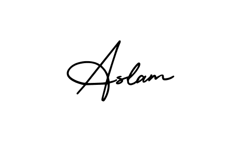 The best way (AmerikaSignatureDemo-Regular) to make a short signature is to pick only two or three words in your name. The name Aslam include a total of six letters. For converting this name. Aslam signature style 3 images and pictures png