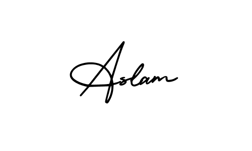 The best way (AmerikaSignatureDemo-Regular) to make a short signature is to pick only two or three words in your name. The name Aslam include a total of six letters. For converting this name. Aslam signature style 3 images and pictures png