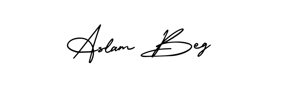 You should practise on your own different ways (AmerikaSignatureDemo-Regular) to write your name (Aslam Beg) in signature. don't let someone else do it for you. Aslam Beg signature style 3 images and pictures png