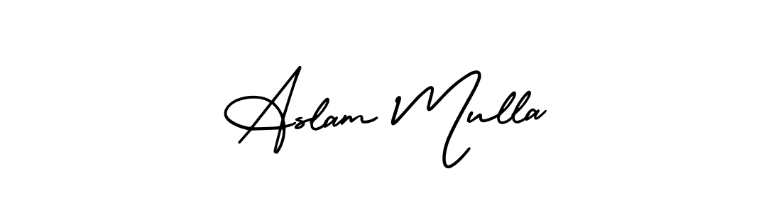 It looks lik you need a new signature style for name Aslam Mulla. Design unique handwritten (AmerikaSignatureDemo-Regular) signature with our free signature maker in just a few clicks. Aslam Mulla signature style 3 images and pictures png