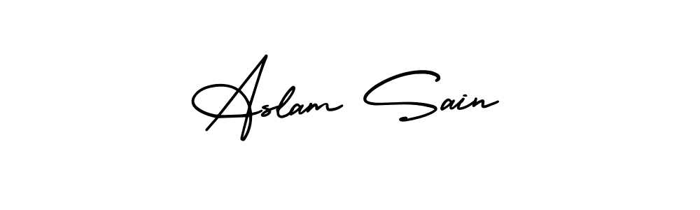 Design your own signature with our free online signature maker. With this signature software, you can create a handwritten (AmerikaSignatureDemo-Regular) signature for name Aslam Sain. Aslam Sain signature style 3 images and pictures png