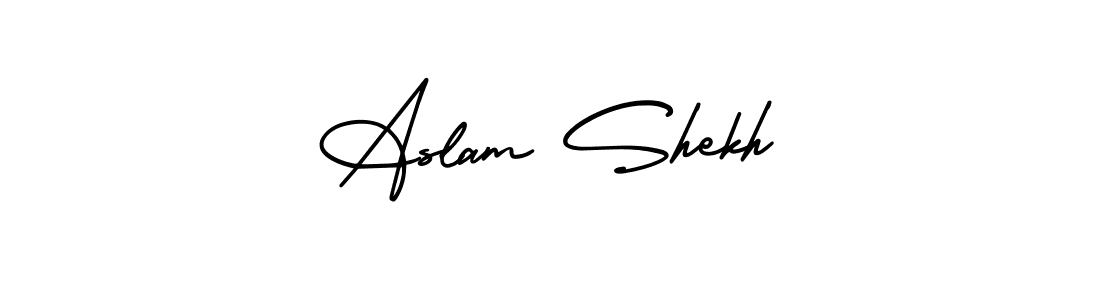 if you are searching for the best signature style for your name Aslam Shekh. so please give up your signature search. here we have designed multiple signature styles  using AmerikaSignatureDemo-Regular. Aslam Shekh signature style 3 images and pictures png