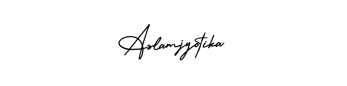 AmerikaSignatureDemo-Regular is a professional signature style that is perfect for those who want to add a touch of class to their signature. It is also a great choice for those who want to make their signature more unique. Get Aslamjyotika name to fancy signature for free. Aslamjyotika signature style 3 images and pictures png