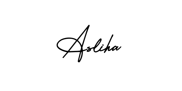 Use a signature maker to create a handwritten signature online. With this signature software, you can design (AmerikaSignatureDemo-Regular) your own signature for name Asliha. Asliha signature style 3 images and pictures png