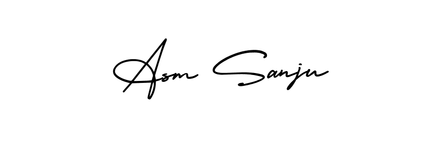 The best way (AmerikaSignatureDemo-Regular) to make a short signature is to pick only two or three words in your name. The name Asm Sanju include a total of six letters. For converting this name. Asm Sanju signature style 3 images and pictures png