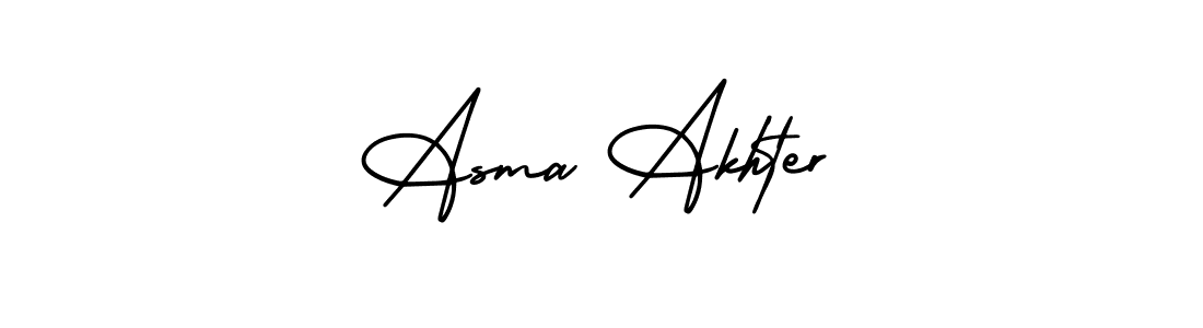 Also You can easily find your signature by using the search form. We will create Asma Akhter name handwritten signature images for you free of cost using AmerikaSignatureDemo-Regular sign style. Asma Akhter signature style 3 images and pictures png