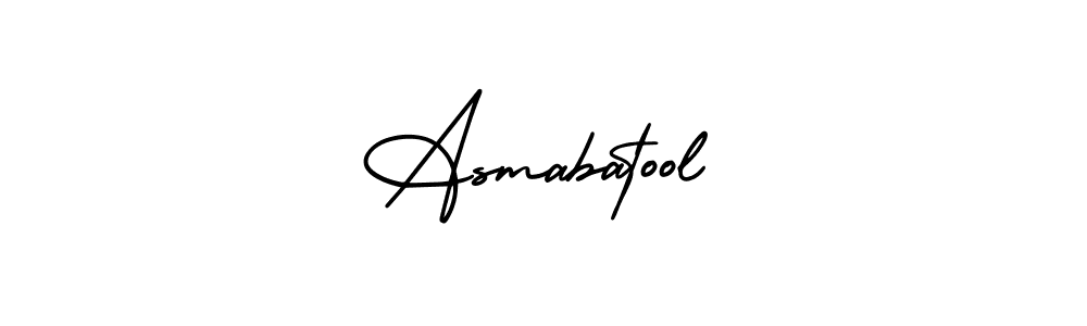 You should practise on your own different ways (AmerikaSignatureDemo-Regular) to write your name (Asmabatool) in signature. don't let someone else do it for you. Asmabatool signature style 3 images and pictures png