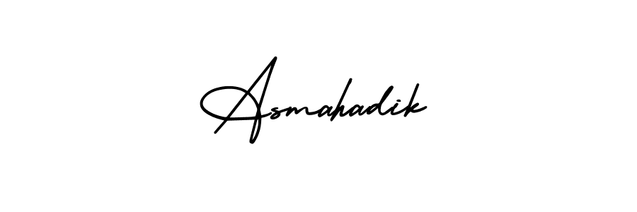 Use a signature maker to create a handwritten signature online. With this signature software, you can design (AmerikaSignatureDemo-Regular) your own signature for name Asmahadik. Asmahadik signature style 3 images and pictures png