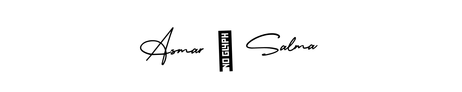 Asmar ♡ Salma stylish signature style. Best Handwritten Sign (AmerikaSignatureDemo-Regular) for my name. Handwritten Signature Collection Ideas for my name Asmar ♡ Salma. Asmar ♡ Salma signature style 3 images and pictures png