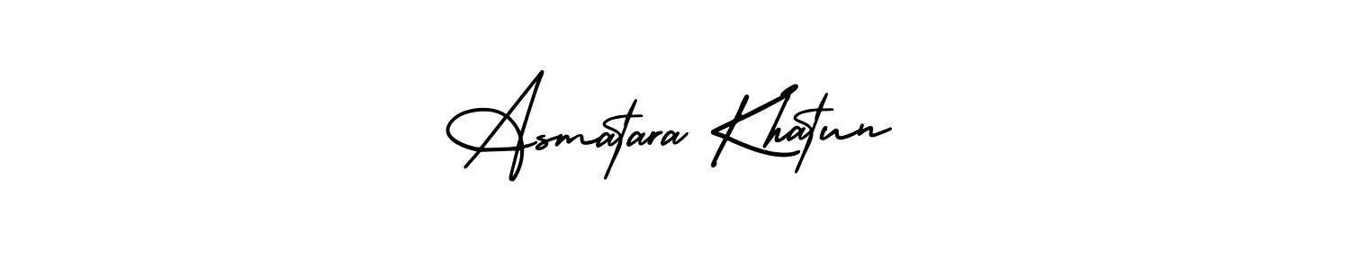 You should practise on your own different ways (AmerikaSignatureDemo-Regular) to write your name (Asmatara Khatun) in signature. don't let someone else do it for you. Asmatara Khatun signature style 3 images and pictures png