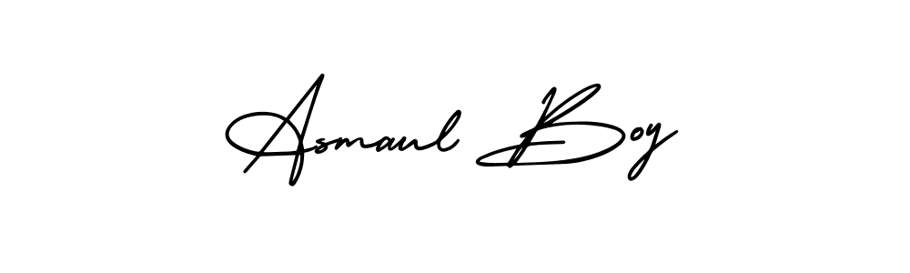 How to make Asmaul Boy name signature. Use AmerikaSignatureDemo-Regular style for creating short signs online. This is the latest handwritten sign. Asmaul Boy signature style 3 images and pictures png
