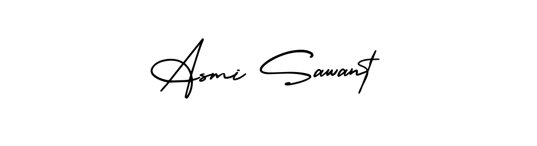 You should practise on your own different ways (AmerikaSignatureDemo-Regular) to write your name (Asmi Sawant) in signature. don't let someone else do it for you. Asmi Sawant signature style 3 images and pictures png