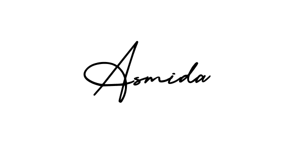 How to make Asmida name signature. Use AmerikaSignatureDemo-Regular style for creating short signs online. This is the latest handwritten sign. Asmida signature style 3 images and pictures png