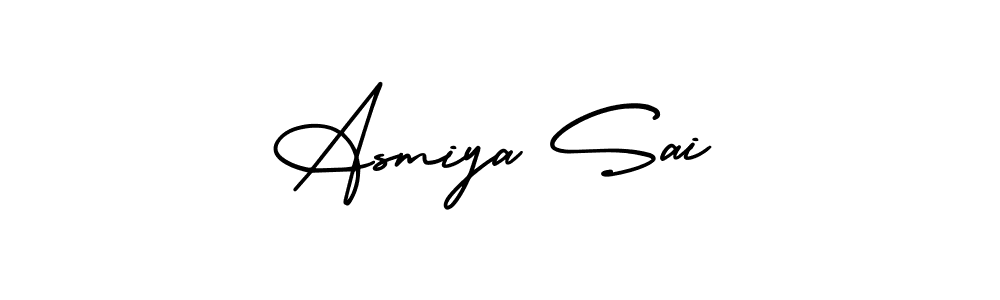 You should practise on your own different ways (AmerikaSignatureDemo-Regular) to write your name (Asmiya Sai) in signature. don't let someone else do it for you. Asmiya Sai signature style 3 images and pictures png