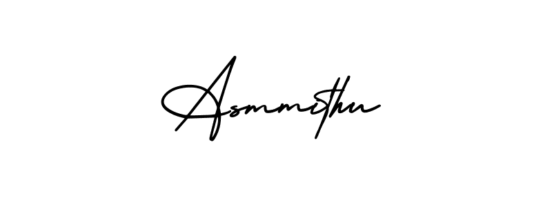 The best way (AmerikaSignatureDemo-Regular) to make a short signature is to pick only two or three words in your name. The name Asmmithu include a total of six letters. For converting this name. Asmmithu signature style 3 images and pictures png