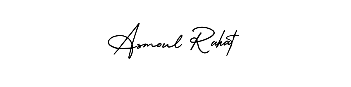How to make Asmoul Rahat name signature. Use AmerikaSignatureDemo-Regular style for creating short signs online. This is the latest handwritten sign. Asmoul Rahat signature style 3 images and pictures png