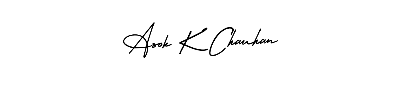 The best way (AmerikaSignatureDemo-Regular) to make a short signature is to pick only two or three words in your name. The name Asok K Chauhan include a total of six letters. For converting this name. Asok K Chauhan signature style 3 images and pictures png