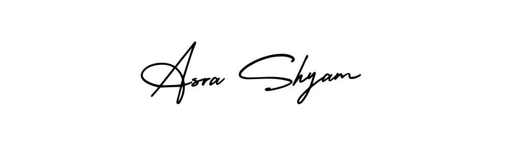 You should practise on your own different ways (AmerikaSignatureDemo-Regular) to write your name (Asra Shyam) in signature. don't let someone else do it for you. Asra Shyam signature style 3 images and pictures png