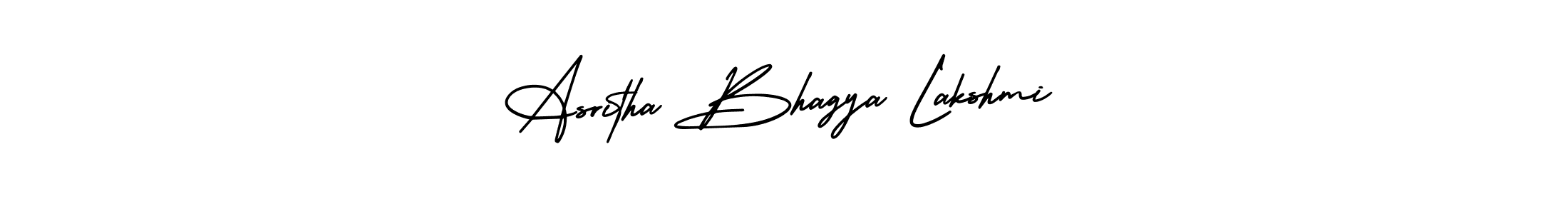 The best way (AmerikaSignatureDemo-Regular) to make a short signature is to pick only two or three words in your name. The name Asritha Bhagya Lakshmi include a total of six letters. For converting this name. Asritha Bhagya Lakshmi signature style 3 images and pictures png