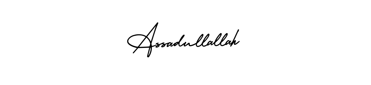 The best way (AmerikaSignatureDemo-Regular) to make a short signature is to pick only two or three words in your name. The name Assadullallah include a total of six letters. For converting this name. Assadullallah signature style 3 images and pictures png