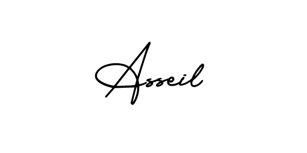 This is the best signature style for the Asseil name. Also you like these signature font (AmerikaSignatureDemo-Regular). Mix name signature. Asseil signature style 3 images and pictures png